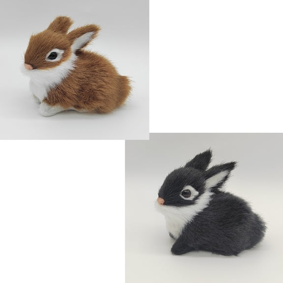 2pcs 2.76in Realistic Cute Plush Rabbits Fur Lifelike Animal Easter Bunny Simulation Toy Gift Decorations，Style 6