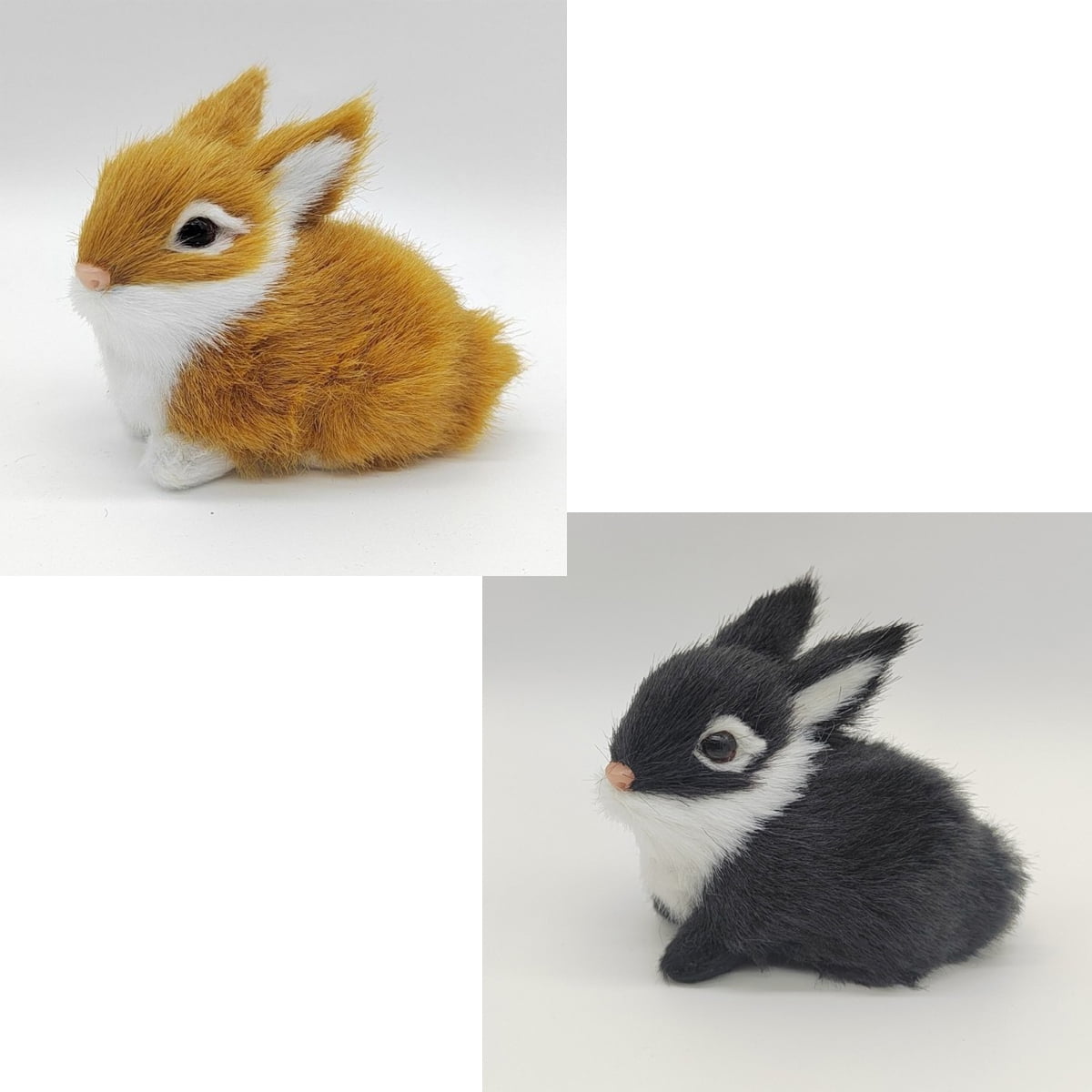 2pcs 2.76in Realistic Cute Plush Rabbits Fur Lifelike Animal Easter Bunny Simulation Toy Gift Decorations，Style 7