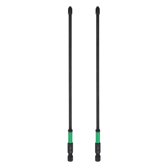 2pcs #2 Impact Phillips Screwdriver Bit PH2 1/4" Hex Shank 8" (200mm) Long 0.14" Rod Magnetic Cross Head Drill Bits S2 Steel Industrial Screw Driver for Impact Power Drivers
