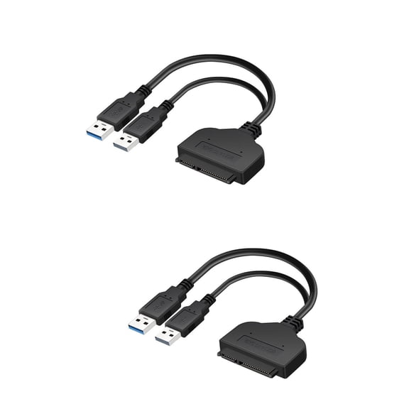 2pcs 2 In 1 to USB 3.0 Converter Cable External Hard Disk Universal Adapter Data Transfer Converter for 2.5 Inch Hard Drive (Black)