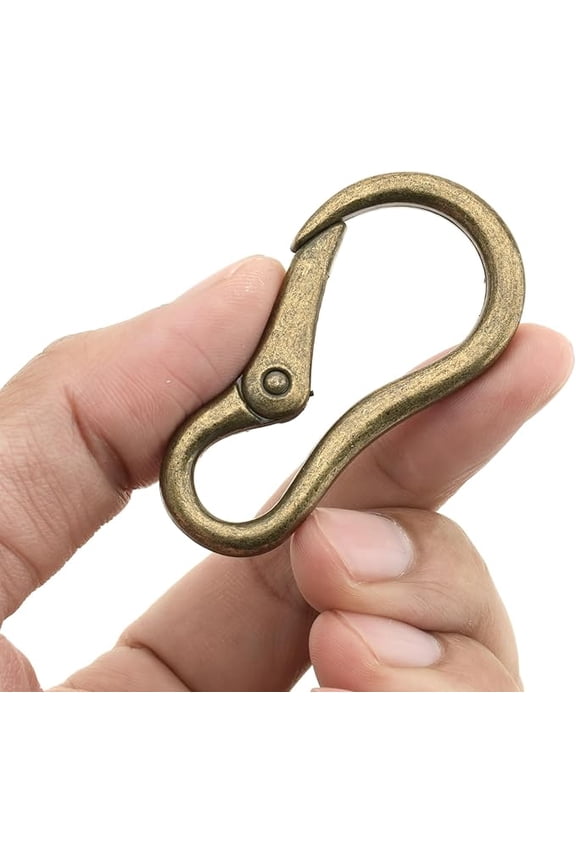 2pcs 2 Inches Carabiner Spring Snap Hook Paracord Camping Keychain Accessories Push Gate Spring Clips HR8 (Antique Brass)