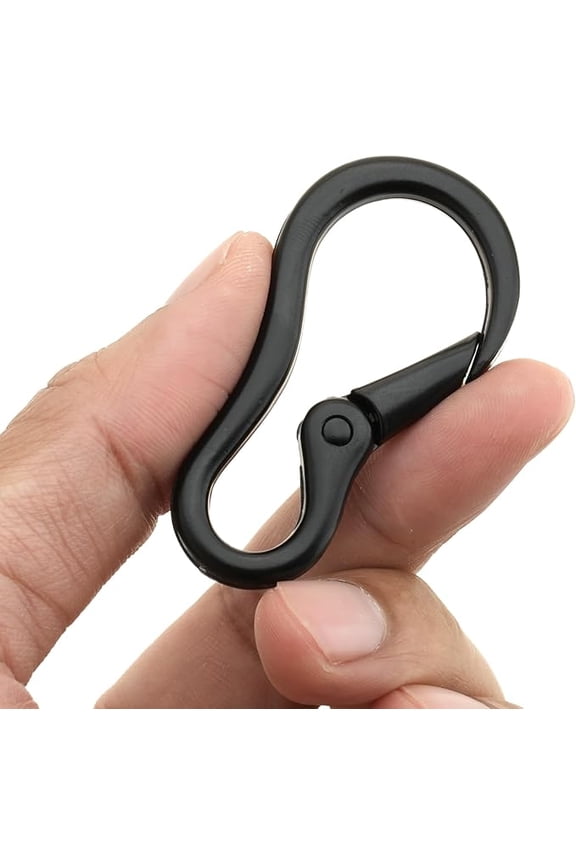 2pcs 2 Inches Carabiner Spring Snap Hook Paracord Camping Keychain Accessories Push Gate Spring Clips HR8 (Black)