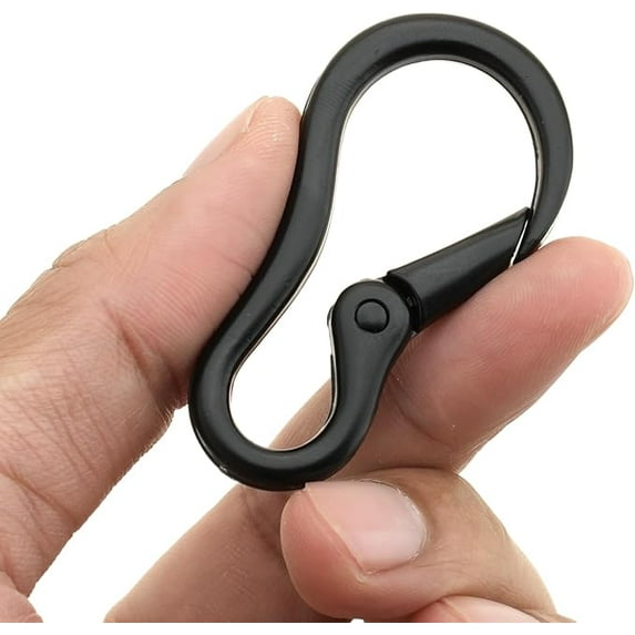 2pcs 2 Inches Carabiner Spring Snap Hook Paracord Camping Keychain Accessories Push Gate Spring Clips HR8 (Black)