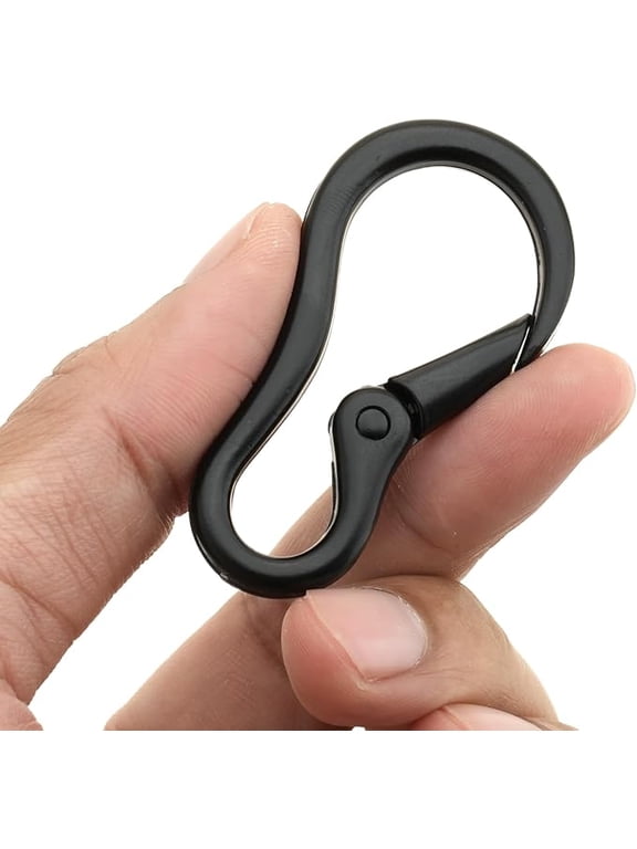 2pcs 2 Inches Carabiner Spring Snap Hook Paracord Camping Keychain Accessories Push Gate Spring Clips HR8 (Black)