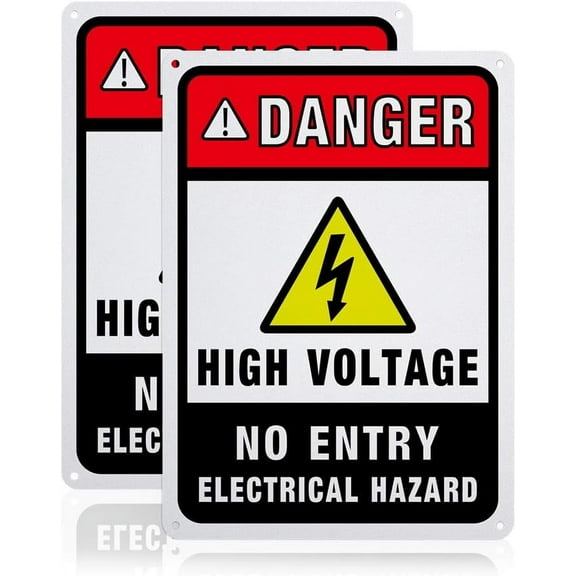 2pcs 2 Pack Danger High Voltage No Entry Electrical Hazard Warning Signs 7x10 inches 40 Mil Aluminum Security Warning Signs for Outdoor Reflective UV Protected and Waterproof