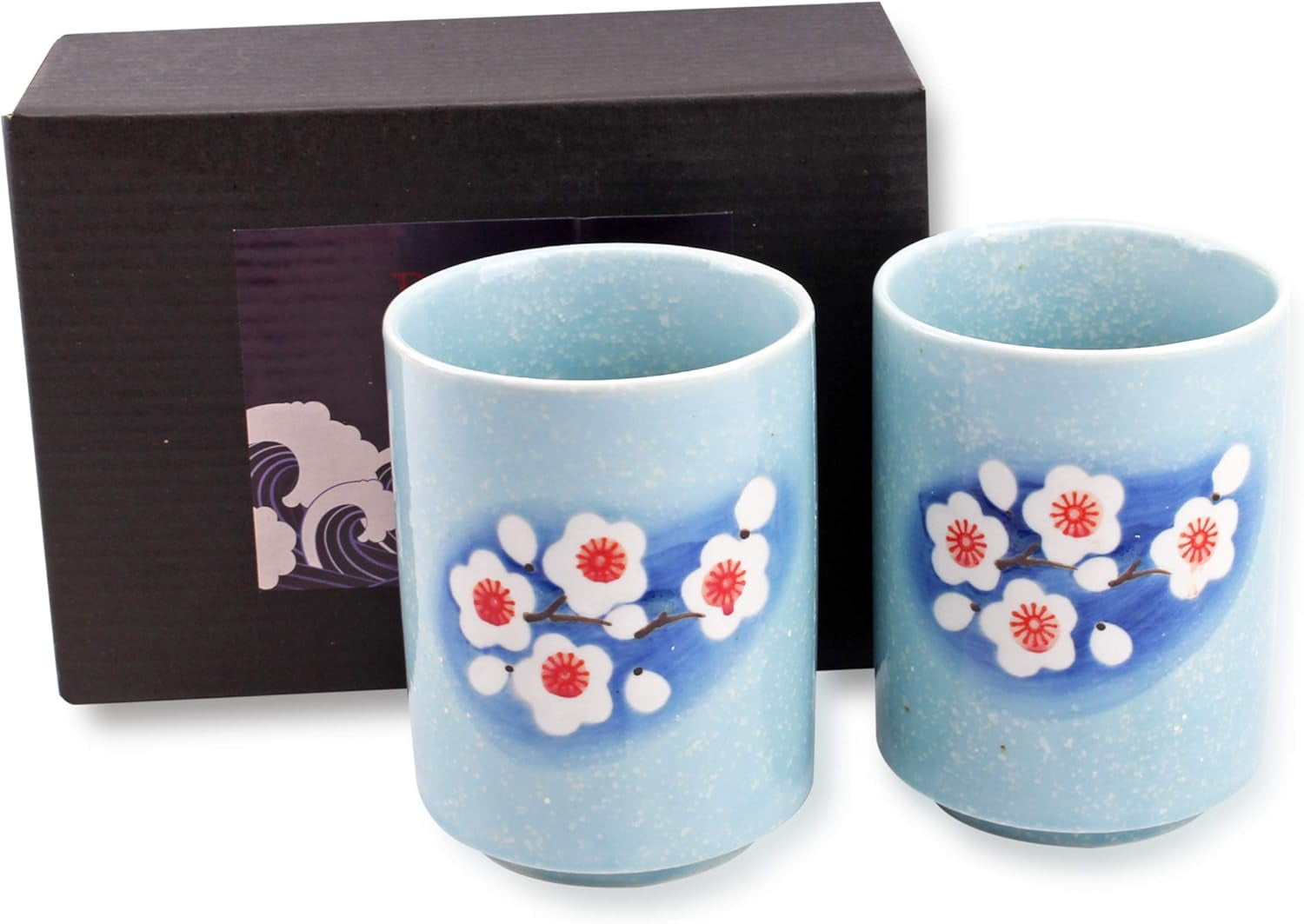 2pcs 2 Porcelain Tea Cup Set Plum Blossom Design for Tea Ceremony Sushi