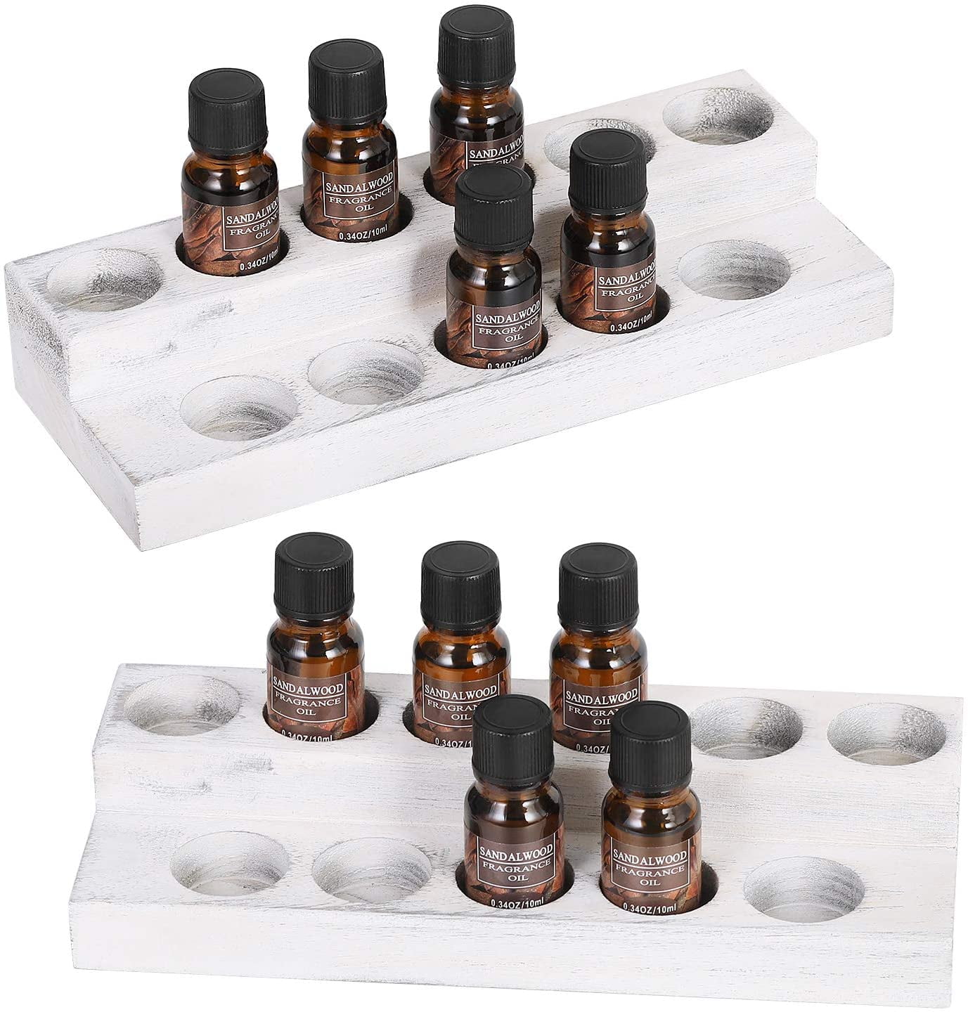 Oumilen 2pieces 2-Tier Wooden Essential Oils Display Holder, White