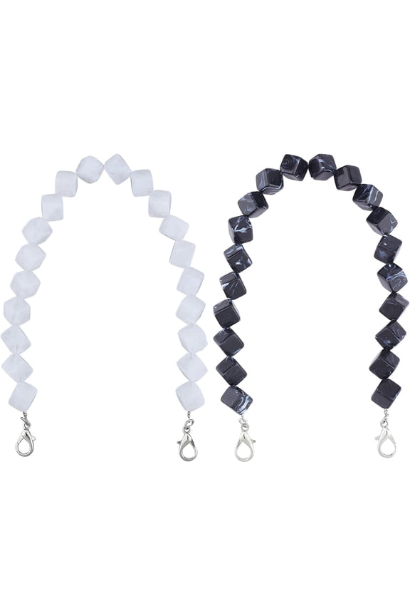 2pcs 2 colors Acrylic Square Beads bag Strap with Iron Lobster Clasps bag Replacement Accessories Mixed color 40.7cm 1pc/color