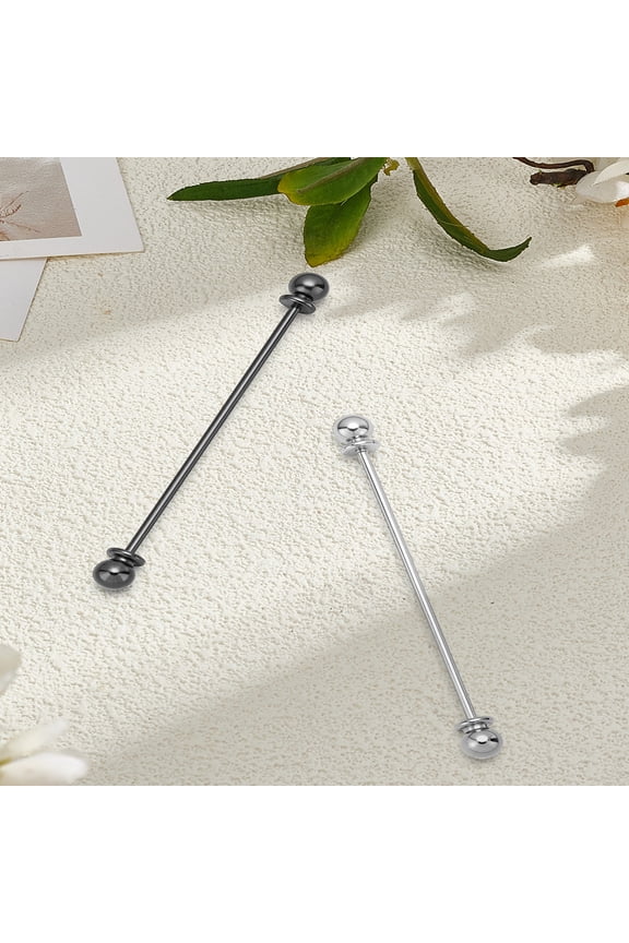 2pcs 2 colors Alloy Kilt Pins Gunmetal & Platinum 68.5x6mm 1pc/color