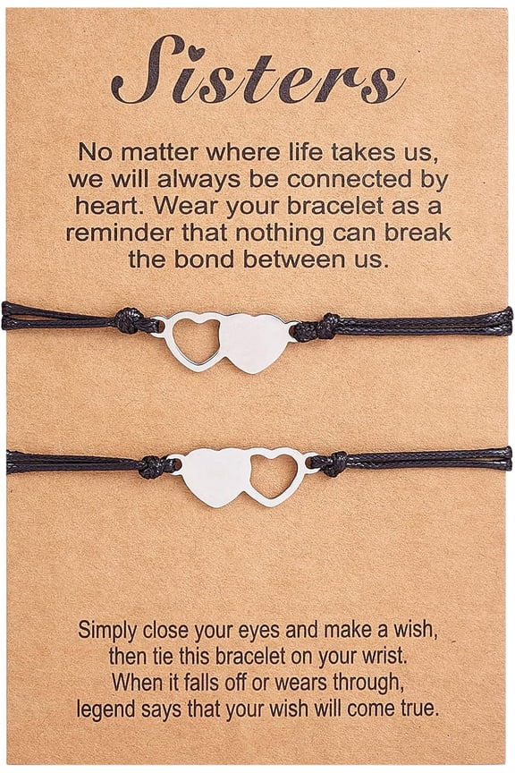 2pcs 2 style 430 Stainless Steel Heart Link Bracelets set Match Couple Adjustable Bracelets for Best Friends Couple Family Stainless Steel color 7-1/8~11-3/4 inch(18~30cm) 1pc/style