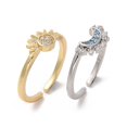 thumbnail image 1 of 2pcs 2 style Cubic Zirconia Open Cuff Rings set Sun & Moon Matching Couple Rings Platinum & Golden Inner Diameter: 17~17.5mm 1pc/style, 1 of 6