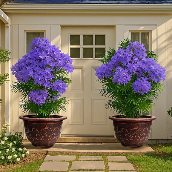 2pcs 20 Inches Resin European Flower Pots - Pots with Thick Paint, Durable Construction, Drainage Holes, and Classic Design-for Indoor & Outdoor Garden Home Plants