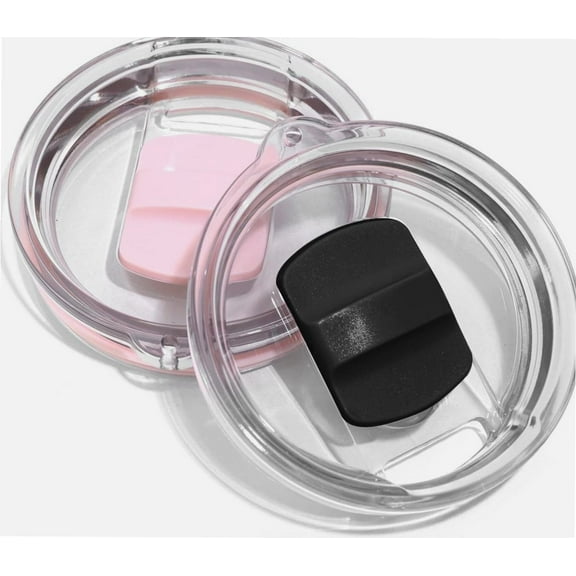 2pcs 20 oz Magnetic Tumbler Lid - Compatible with YETI Rambler, Ozark Trail, Old Style Rtic and More - Magnetic Slider Switch Spill Proof Tumbler Cover (1 black And 1 pink - 20 oz)