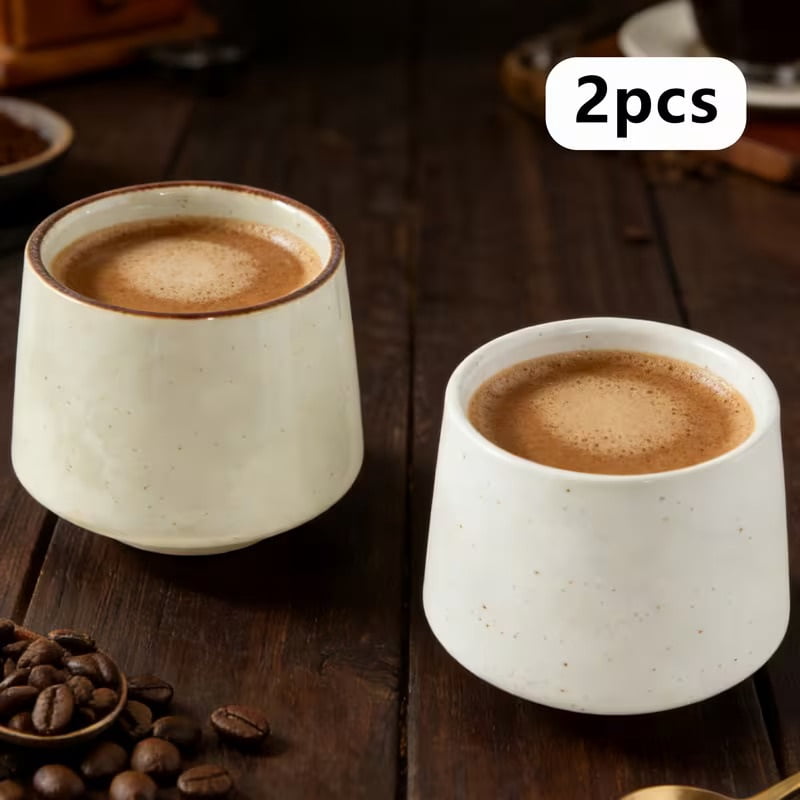 Small Mugs Less 2pcs 200ml Japanese-Style Handleless Ceramic Espresso Mugs - Elegant ...