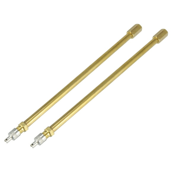 2pcs 200mm/7.87" Long Brass Car Tire Valve Extension Adaptor Air Tyre Stem Extender Inflation Stright Bore for Truck