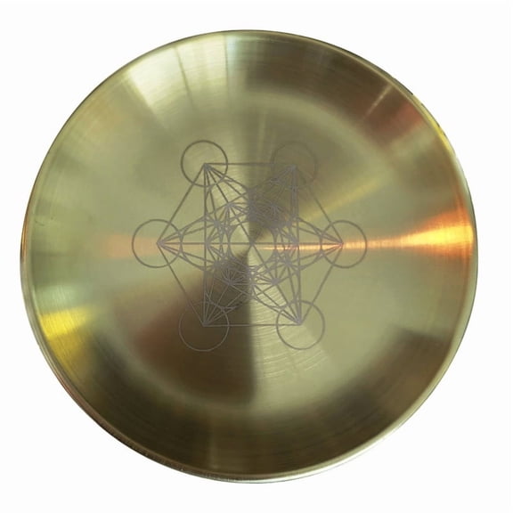 2pcs 201 Stainless Steel Candle Holder Tarot Theme Tealight Tray for Witchcraft Wiccan Altar Supplies Flat Round with Metatron's Cube Sacred Geometric Pattern 142x3x13mm
