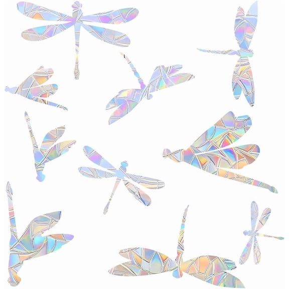2pcs 20Pcs Dragonfly Window Cling Static Rainbow Window Stickers Non Adhesive Collision Vinyl Film Waterproof Stained Alert Glass Decals for Sliding Doors Prevent Birds Pets Strikes Home Decor