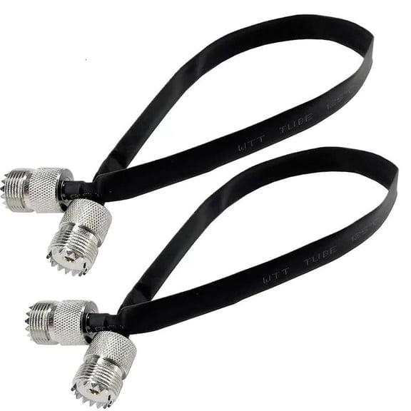 2pcs- 20cm Coaxial Cable Window/Door Pass Through Flat Cable, SO239 UHF Female to Female Male Connector