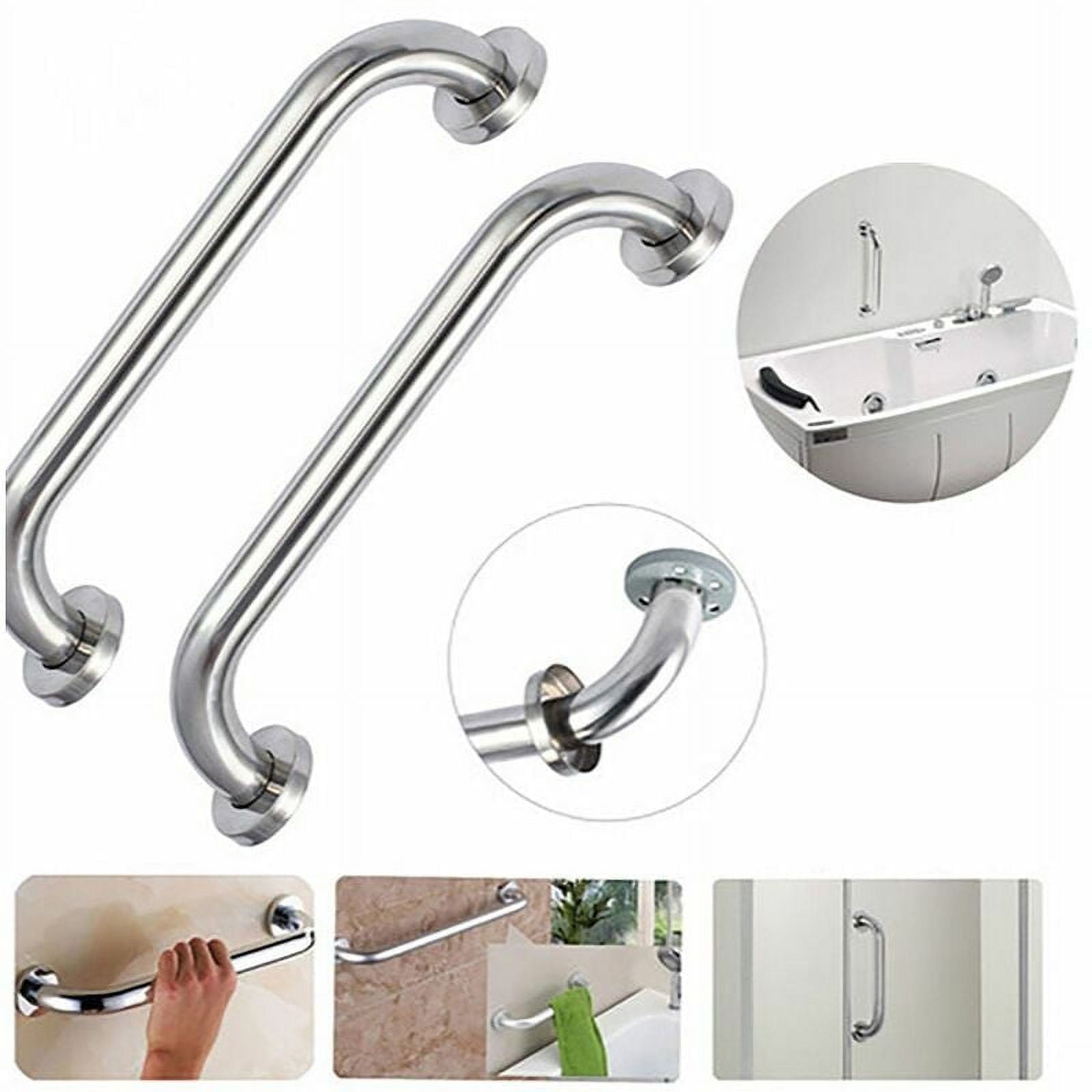 2pcs 20cm Shower Grab Bar Stainless Steel Bathtub Handle Towel Bars Shower Handle Wall Mounted Safety Bars for Pregnant Children Disabled Elderly