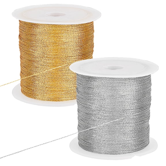 2pcs 219 Yards Metallic Needlework Thread Metallic Embroidery Machine Thread 0.2mm Gold Jewelry Thread Silver Craft StringDIY