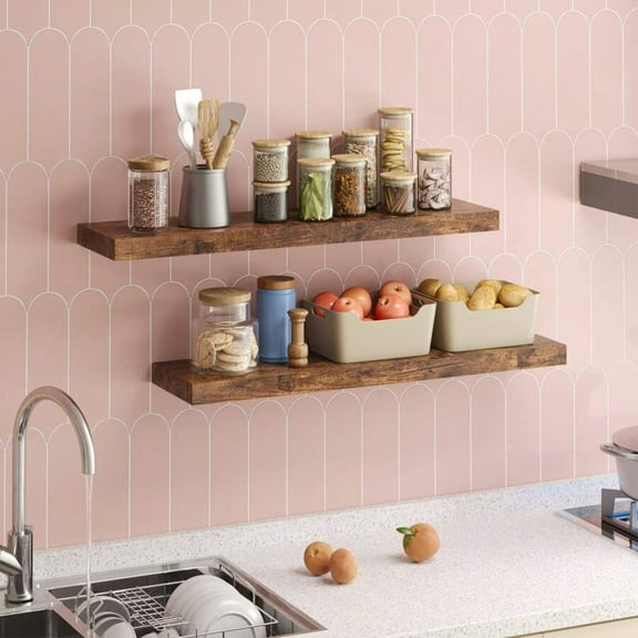 2pcs 22in Floating Bookshelves, Wall Mounted Shelves with Invisible Brackets for Bathroom, Living Room, Bedroom, Kitchen, Office Home Decor
