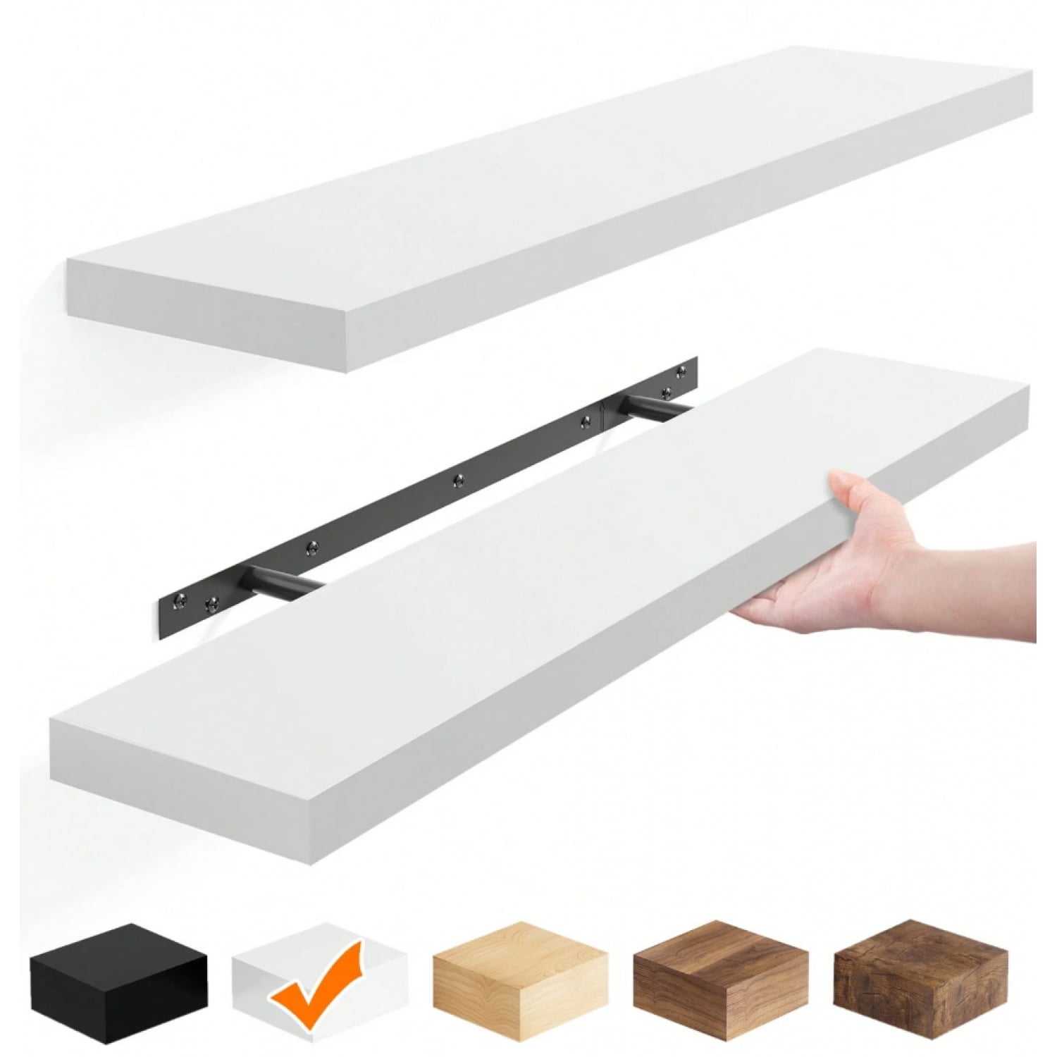 2pcs 22in Floating Shelves For Wall, Bookshelves, Shelves Wall Mounted Shelf With Invisible Bracket For Bathroom, Living Room, Bedroom, Kitchen, Office Decor, Room Decor, Home De