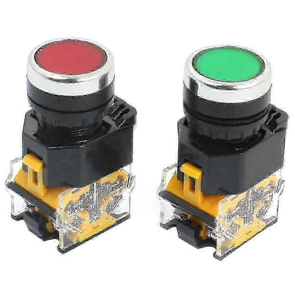 2pcs 22mm Mount 10a 380v Dpst Momentary Red Green Push Button Switch For Machinery Control