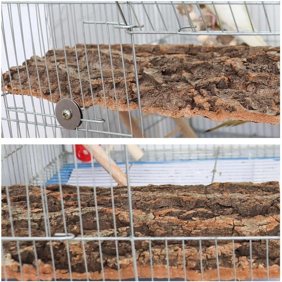 2pcs 22x14 inches Natural Cork Perch for Birds & Pets - Chewable Toy & Cage Decor