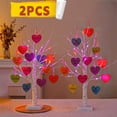 thumbnail image 1 of 2pcs 23.3" LED Bonsai Tree Lamp - Valentine's Day Red Berries & Cardinal Bird Decor, 1 of 11
