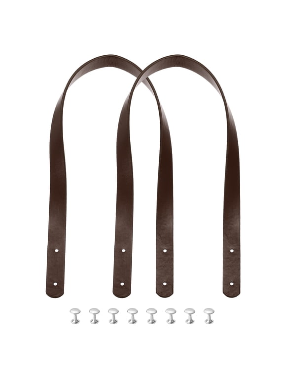 2pcs 24 Inch (60cm) Leather Purses Straps Handbag Belt Band Bag Handle, Dark Brown