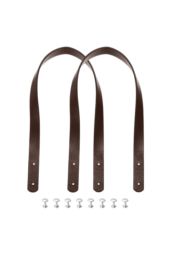 2pcs 24 Inch (60cm) Leather Purses Straps Handbag Belt Band Bag Handle, Dark Brown