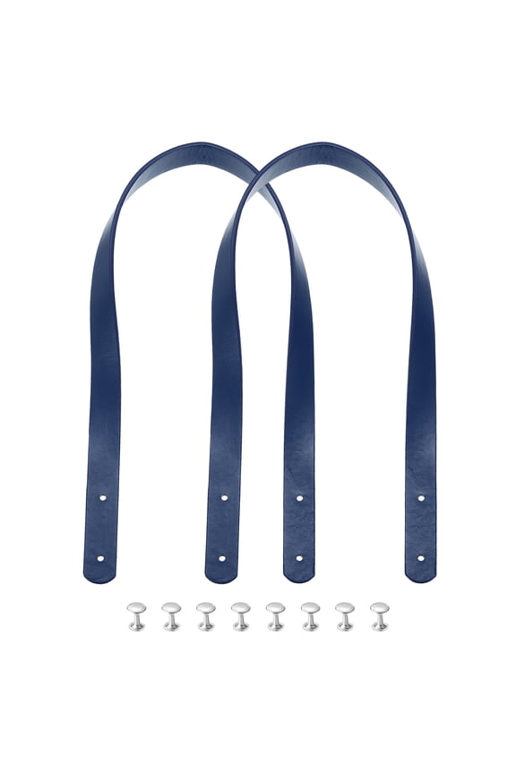 2pcs 24 Inch (60cm) Leather Purses Straps Handbag Belt Band Bag Handle, Navy Blue