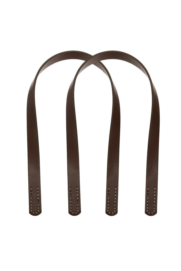 2pcs 24 Inch (60cm) Leather Purses Straps Handbag Belt Band Bag Handles, Dark Brown