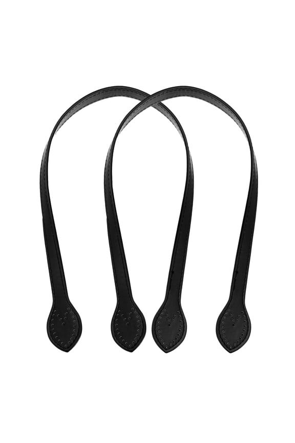 2pcs 24 Inch (60cm) Leather Purses Straps Handbag Belt Band Bag Handles with Ear, Black