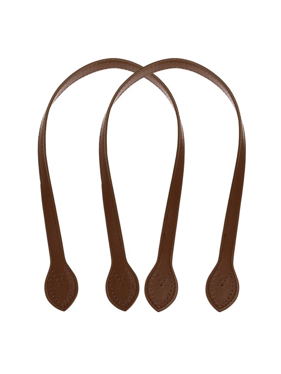 2pcs 24 Inch (60cm) Leather Purses Straps Handbag Belt Band Bag Handles with Ear, Light Coffee