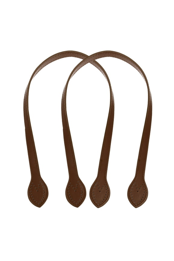 2pcs 24 Inch (60cm) Leather Purses Straps Handbag Belt Band Bag Handles with Ear, Light Coffee