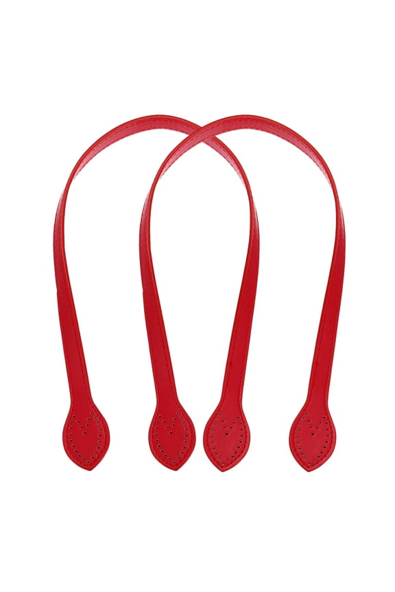 2pcs 24 Inch (60cm) Leather Purses Straps Handbag Belt Band Bag Handles with Ear, Red