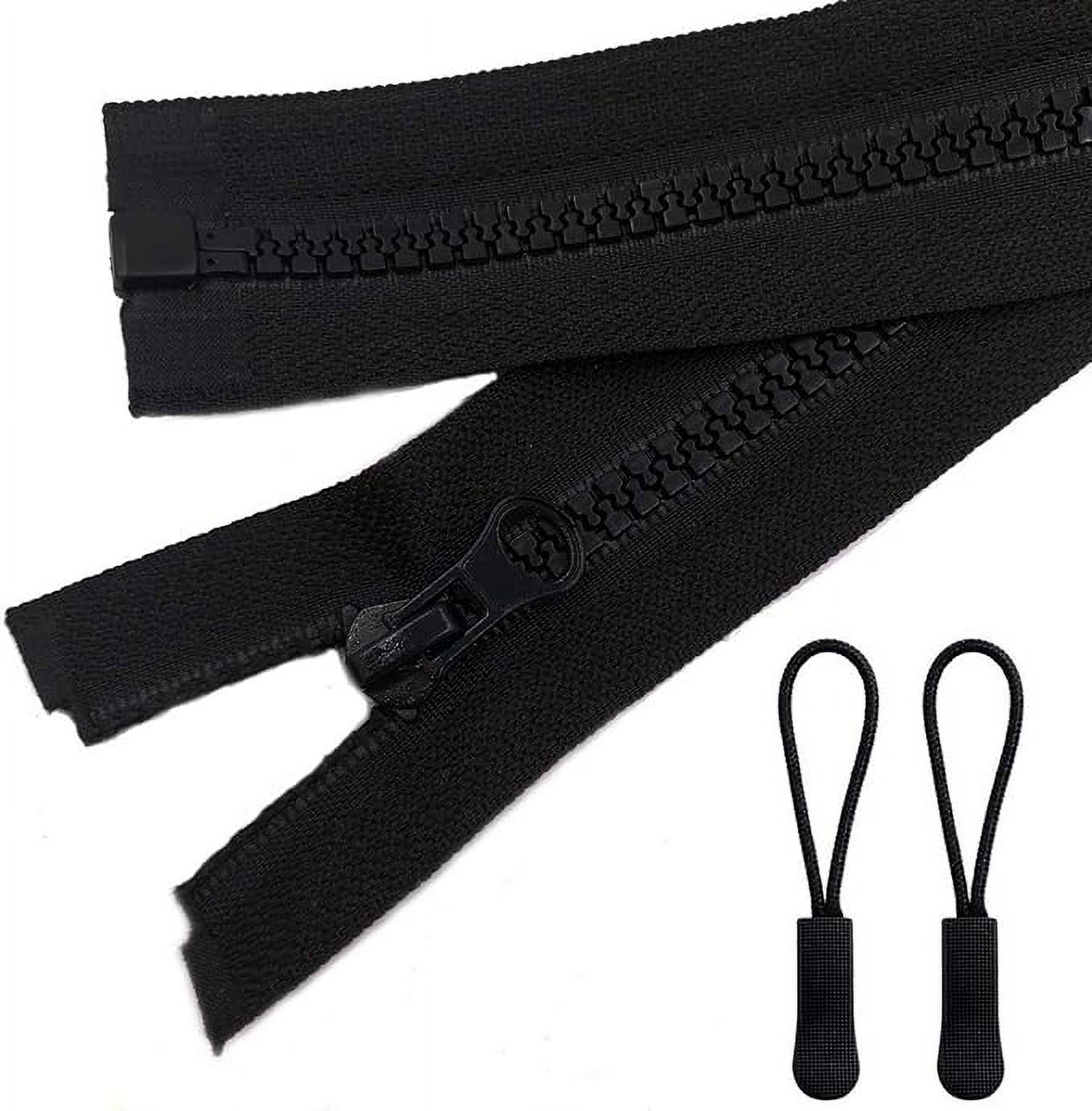 2pcs 24inch Separating Bottom Zipper 5 Black Plastic Jacket Zippers