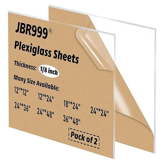 2pcs 24x48 Clear Acrylic Plexiglass Sheet | Transparent Acrylic Plastic Panel | Durable 1/8 Inch Thick Acrylic Board - Ideal for Signs, Displays, Picture Frames, Table top, Glass Replacement