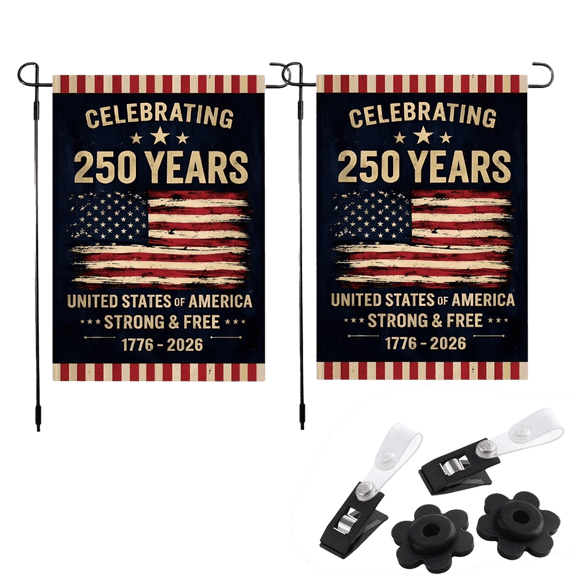 2pcs 250th Anniversary Flag Celebrating 250 Years Anniversary Flags Retro 1776-2026 Patriotic Flags for Outdoor Lawn Garden Decor Doubleside Polyester