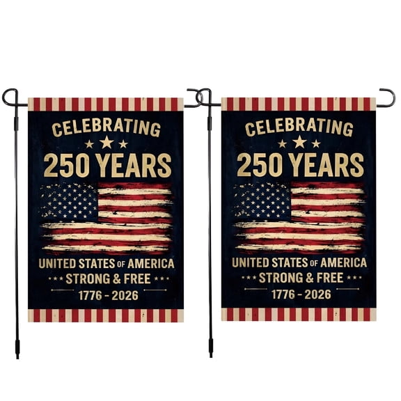2pcs 250th Anniversary Flag Celebrating 250 Years Anniversary Flags Retro 1776-2026 Patriotic Flags for Outdoor Lawn Garden Decor Doubleside Linen