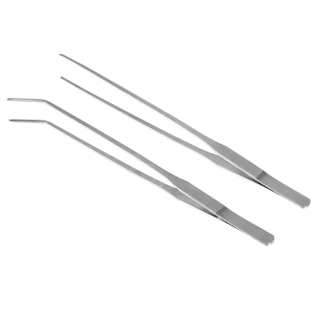 2pcs 27 CM Stainless Steel Straight Tweezers And Curved Tip Tweezers Aquarium Tank Aquatic Plant Tongs Tweezers Tools for Fish T