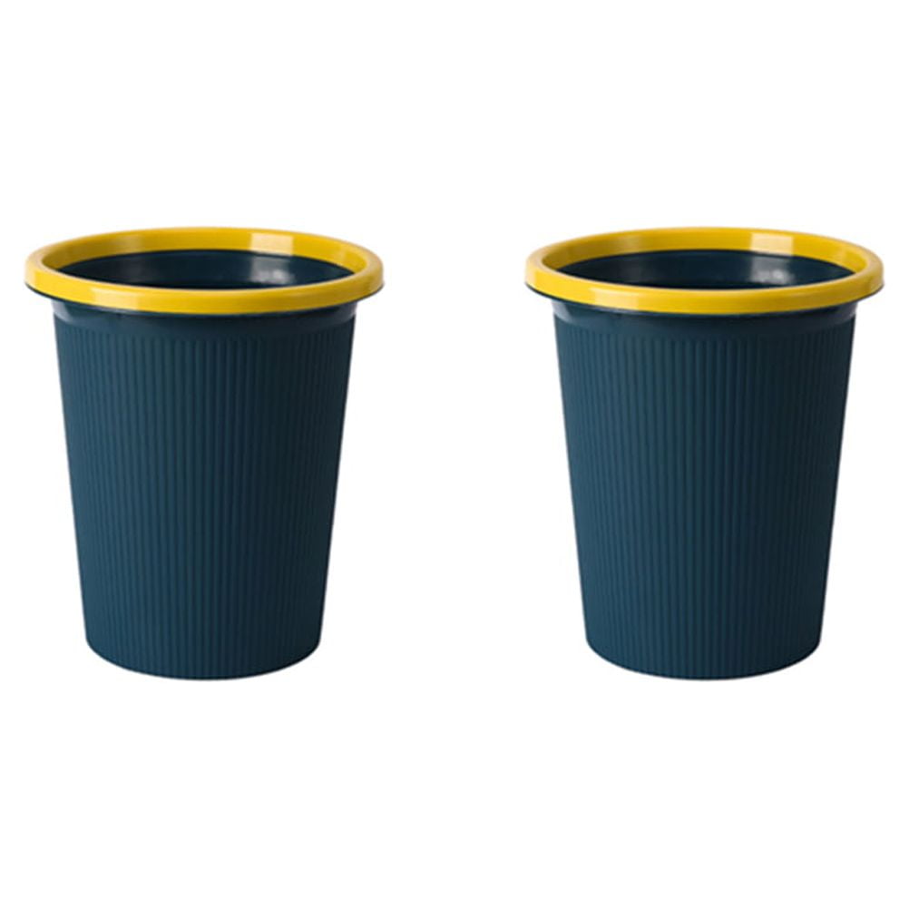 2pcs 27x17.5x24.8cm Simple Plastic Trash with Pressure Ring Uncovered Trash Garbage Can for
