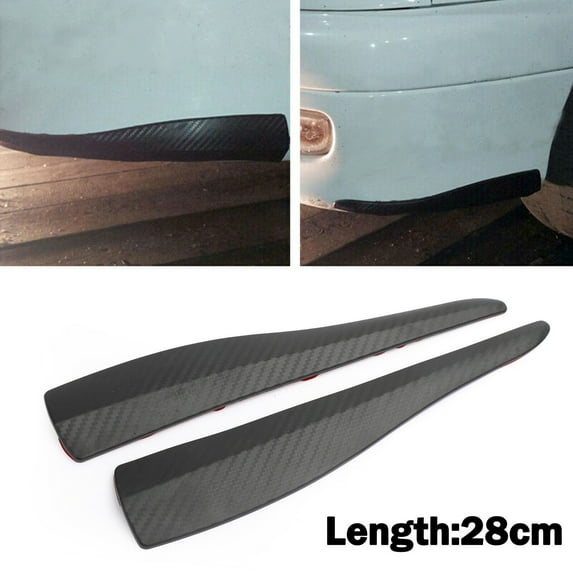 2pcs 28cm Rubber Car Front Rear Bumper Lip Anti-collision Strip Carbon Fiber A13