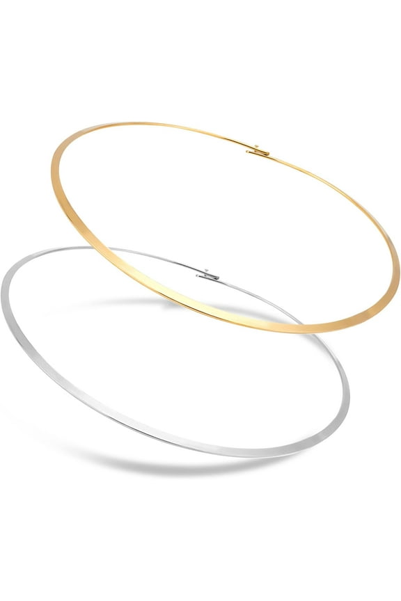 2pcs 2Colors Stainless Steel Wire Wrap Collar Necklaces Necklace Metal Open Choker Necklace