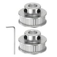 thumbnail image 1 of 2pcs 2GT Timing Pulley 40T 8mm Bore 27mm Dia. Aluminum Timing Belt with 2mm Hex Wrench for 6mm Width Belt, 1 of 6