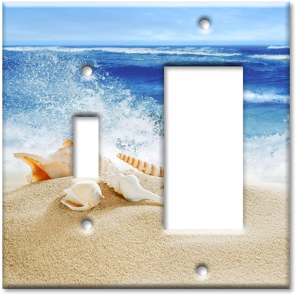 2pcs 2Gang Combination Switch Plate Toggle Decora Sea Shells by the ...