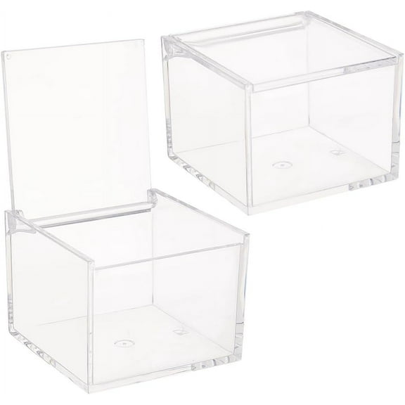 2pcs 2Pcs Acrylic Box with Lid 3x3x2.3inch Clear Cube Display Case Storage Boxes Organizer Containers for Wedding Birthday GiftPacking Jewelry Office Supplies Storage