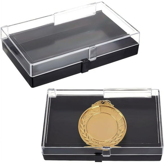 2pcs 2Pcs Clear Plastic Gift Box for Pin 5.9x3.5x1.4 Inch Black Presentation Boxes for Badge Clear Lapel Pin Presentation Display Case for Lapel Pin Gemstone Storage Display Black