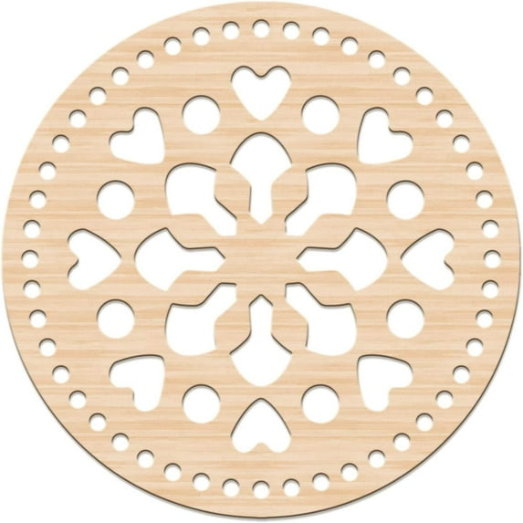 2pcs 2pcs Natural Wooden Basket Bottom 7.8 Inch Octagonal Heart Circle Bag Weaving Board Blank Hollow Crochet Basket Wood Base for DIY Knitting Bag Bottom Shaper Burlywood